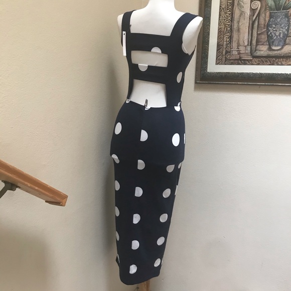 ASOS Polka Dot Midi Strap Back Bodycon Dress - Picture 6 of 16